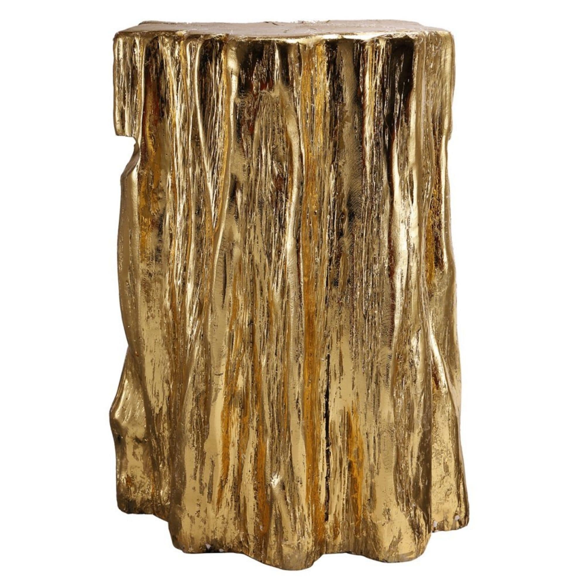 20 Gold and Brown Contemporary Style Tree Trunk Stool