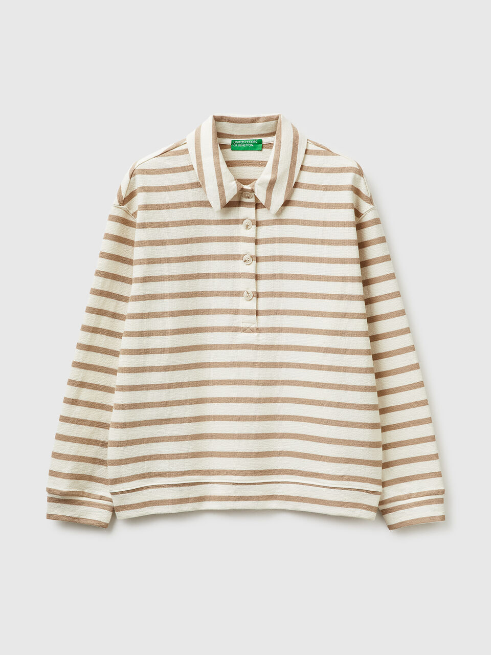 Striped sweatshirt polo shirt