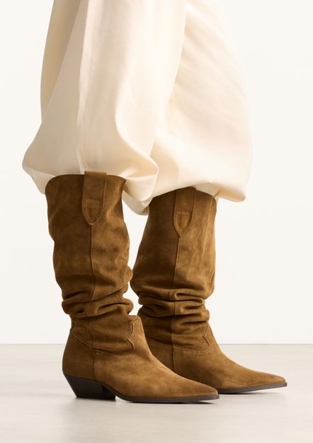 Cognac suède cowboylaarzen