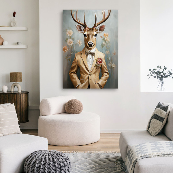 Feeby Obraz na płótnie, Elegancki Jeleń Abstrakcja Boho 40x60