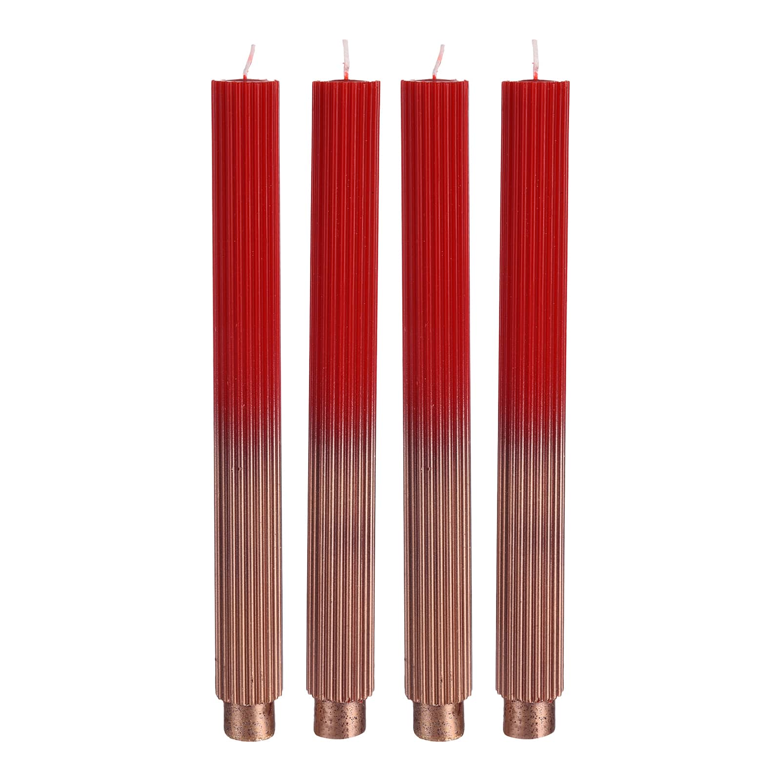 Stabkerzen Rille Rot, ⌀ 2.8 cm, H 265 mm, 4 Stück