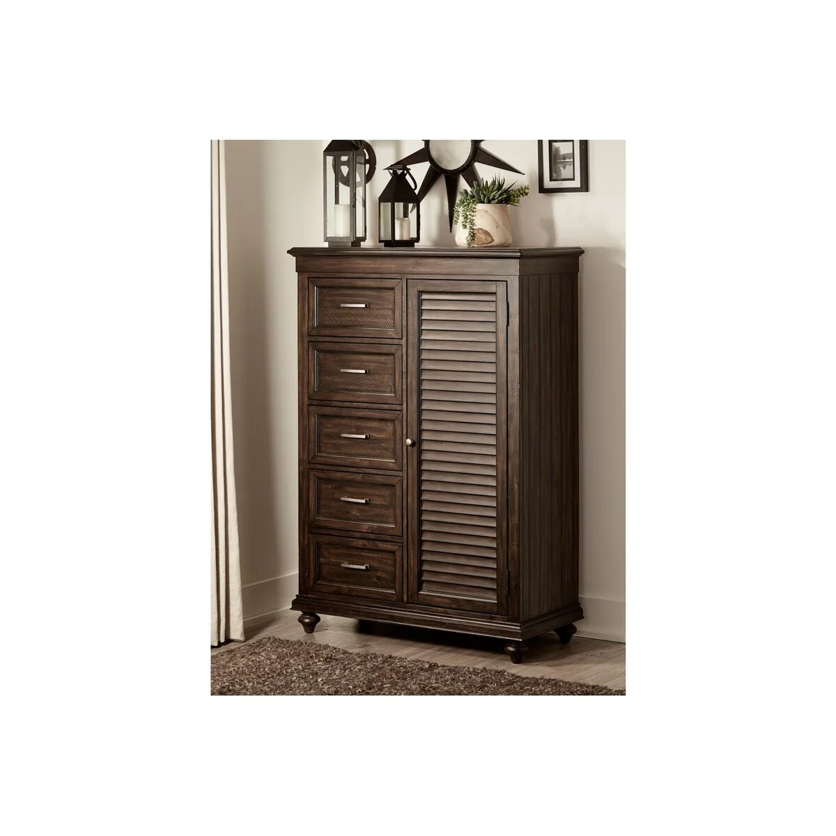 Ofelia 6 Piece Charcoal Modern Contemporary Panel Bedroom Set