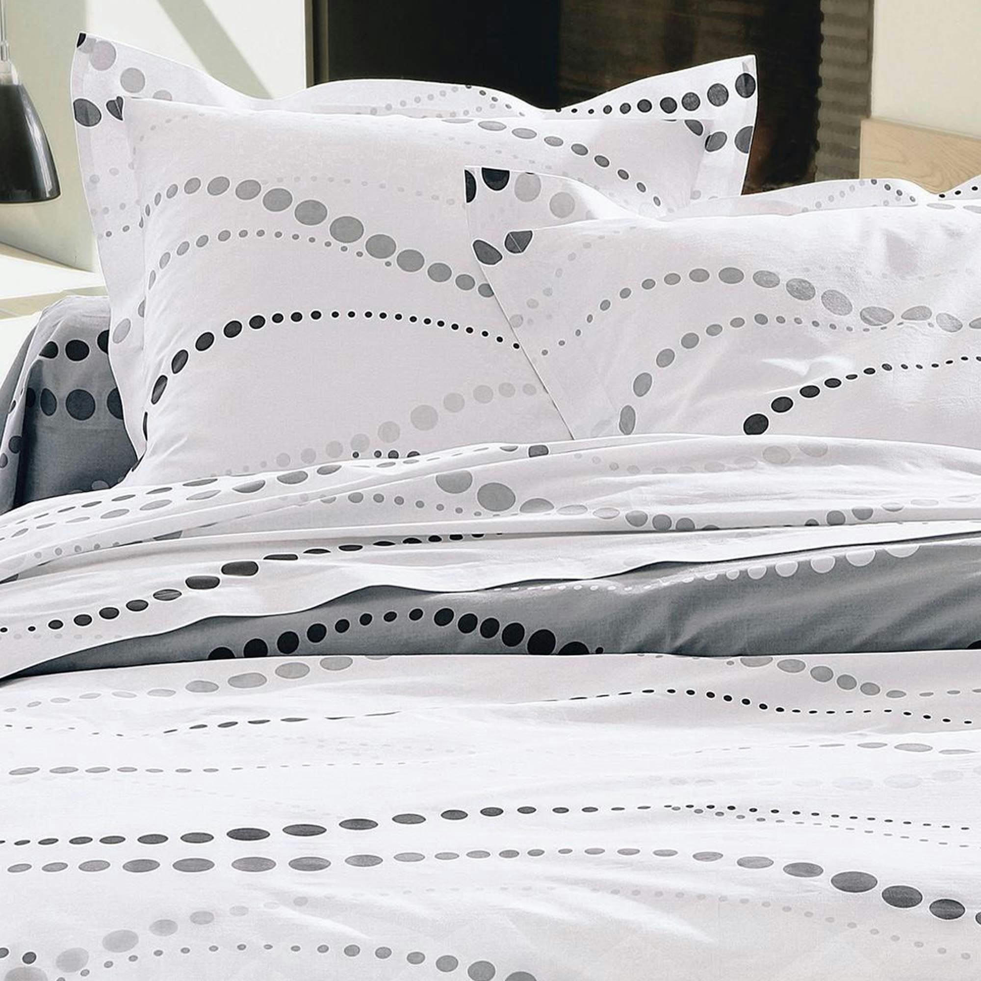 ONDES - Housse de couette 260x240 blanc en coton