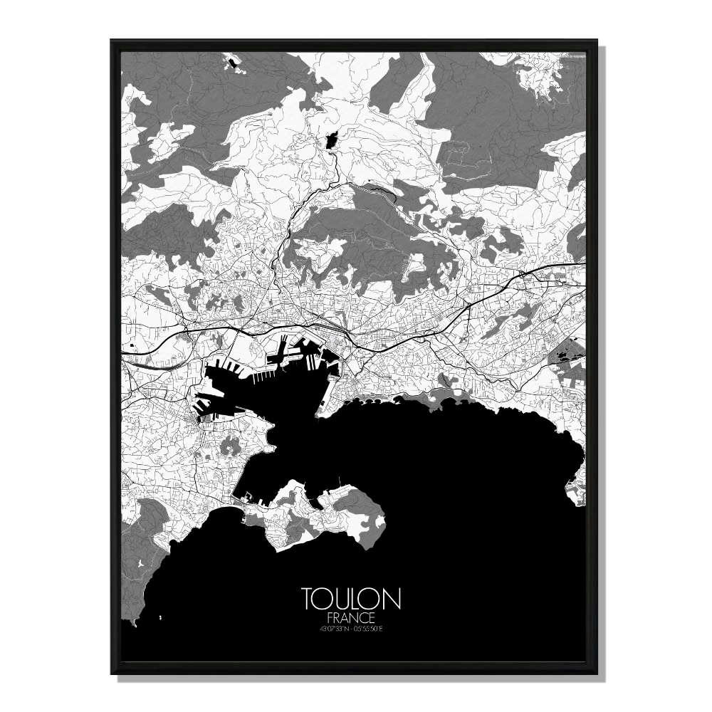 - Affiche Toulon Carte N&B 40x50