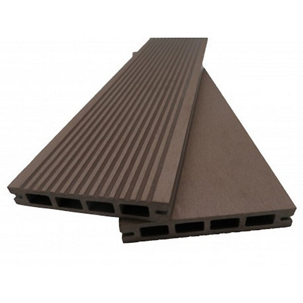 PACK 15 m² lame de terrasse composite Prima   ACCESSOIRES 2200mm Chocolat, ep.19 mm, l.12 cm, L.220 cm