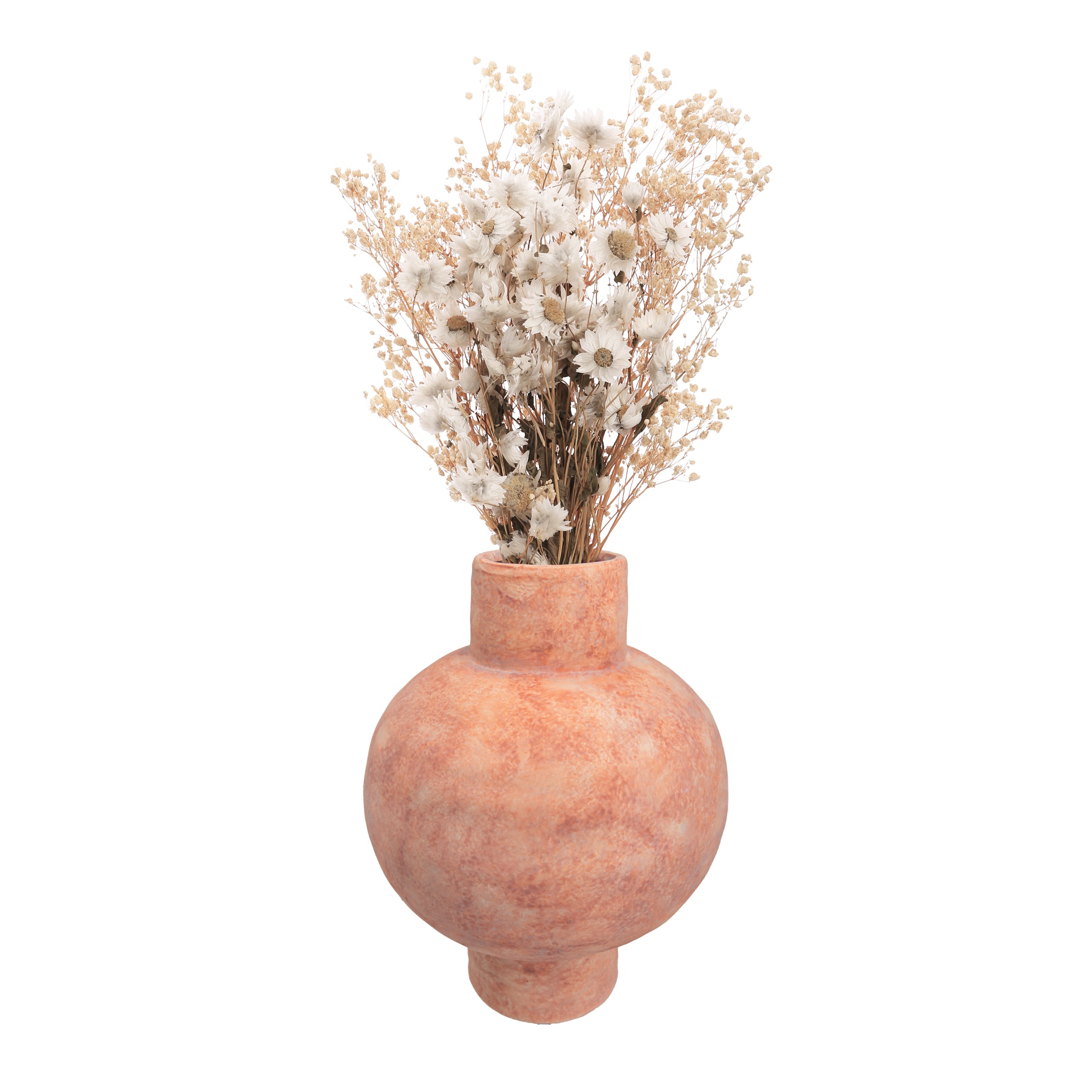 QUVIO Bloemenvaas - Keramiek - Bol -25 cm - Oranje