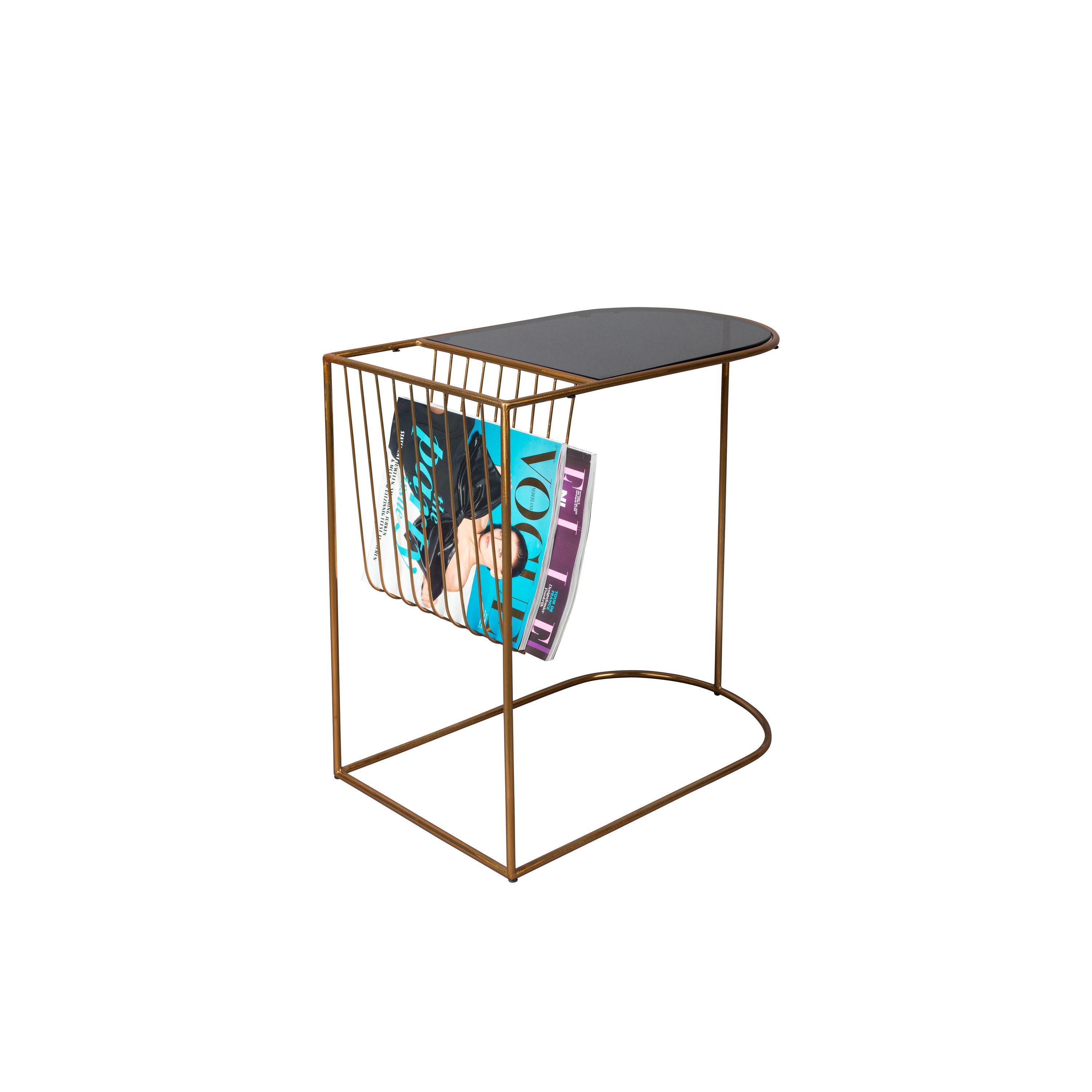 Dutchbone Eileen Bijzettafel/ Tijdschriftenrek Zwart/ Goud