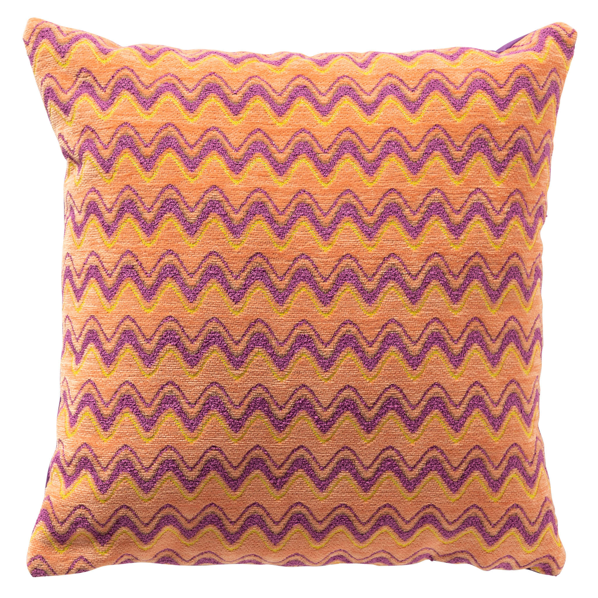 ALDO - sierkussen 45x45 cm - zigzagpatroon - Melon - oranje, paars
