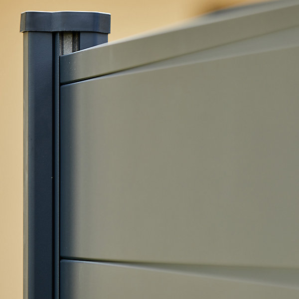 Clôture aluminium lames pleines L.2.09ml x H.0m960 Gris anthracite à sceller (poteaux inclus)