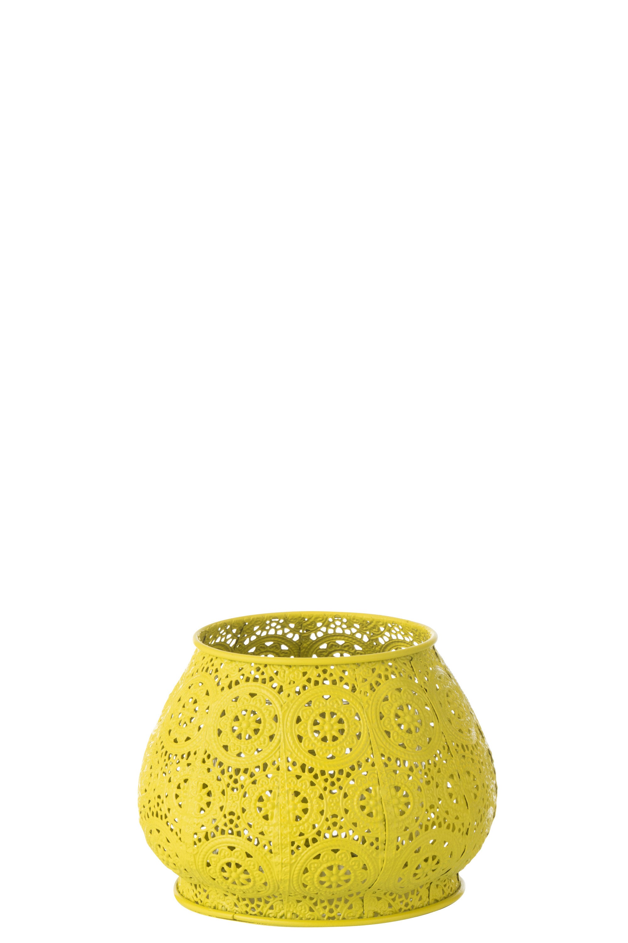 J-Line theelichthouder Cylinder - metaal/glas - geel - large