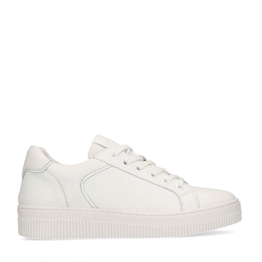 Manfield Witte leren sneakers