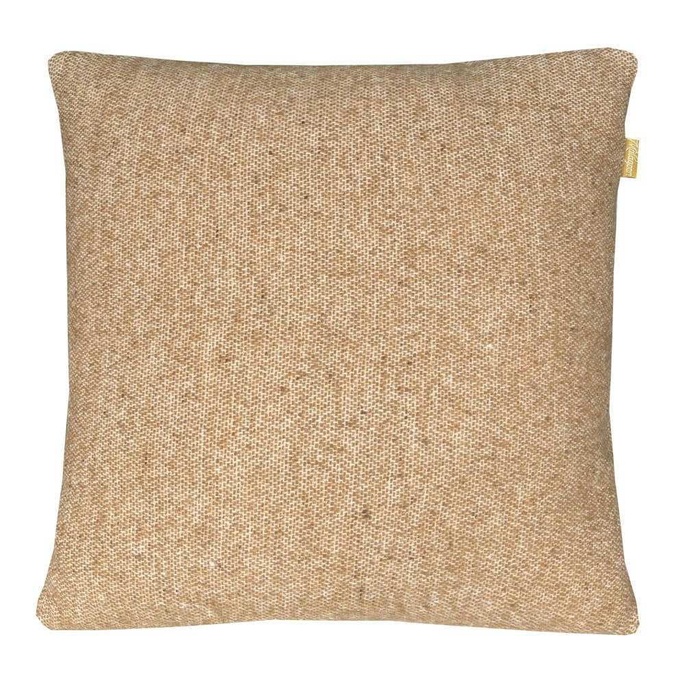 RECYCLÉE - Coussin carré en laine recyclée double face beige camel 50x50