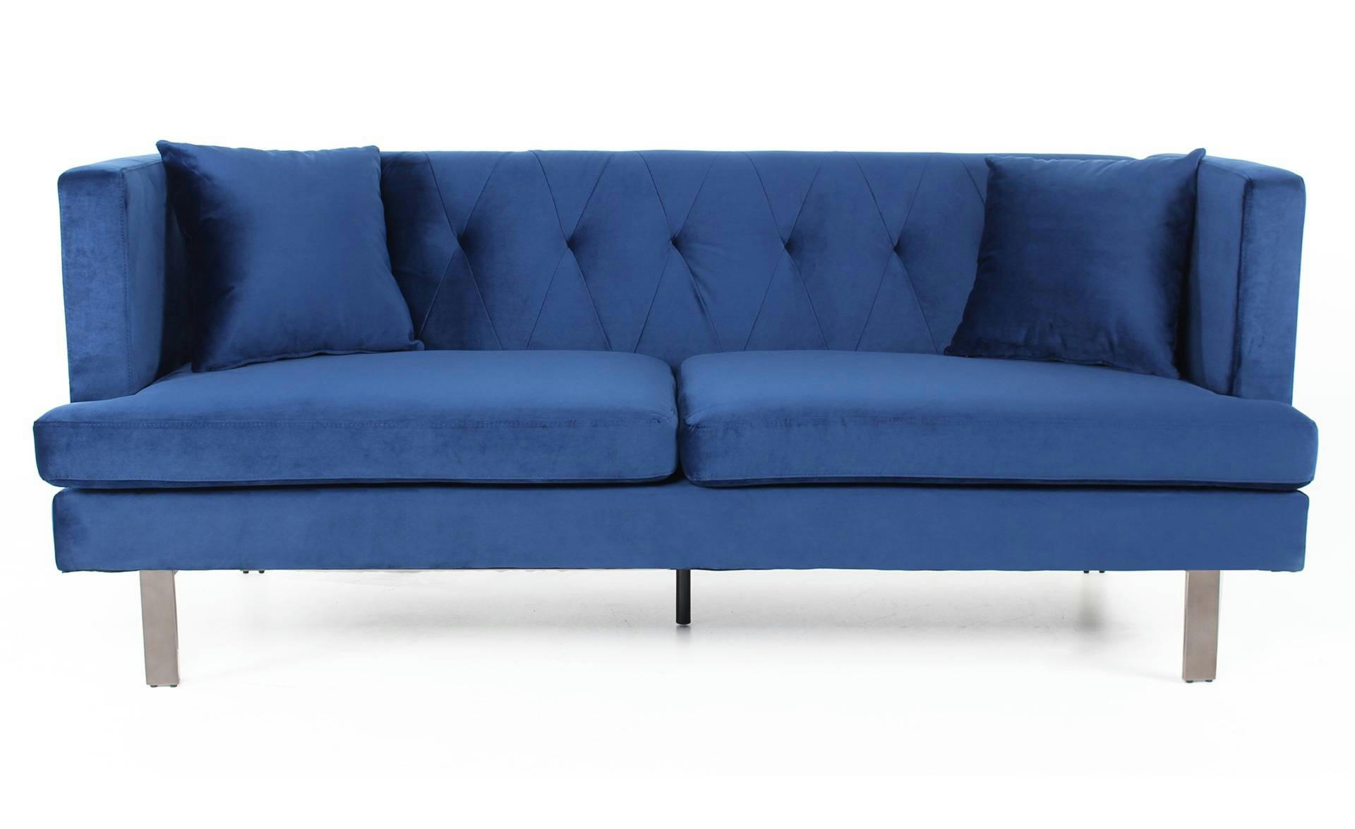 VINCENNES - Canapé 3 places velours bleu