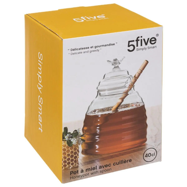 Szklany Słoik na Miód z Dębową Łyżką, 400 ml