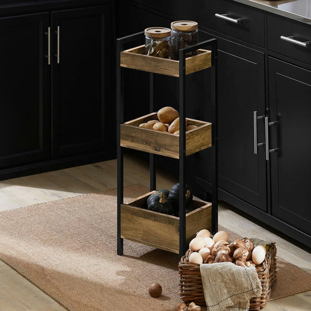 - Etagère de stockage avec 3 étagères en métal noir