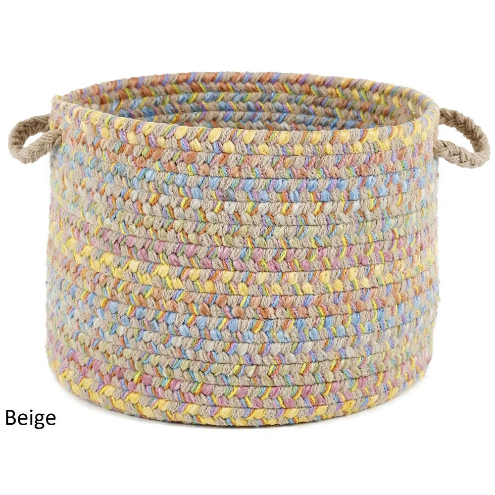 Playful Multicolored Braided Basket by Rhody Rug