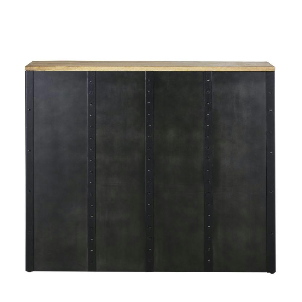 Leyton Business - Comptoir professionnel en métal et manguier massif