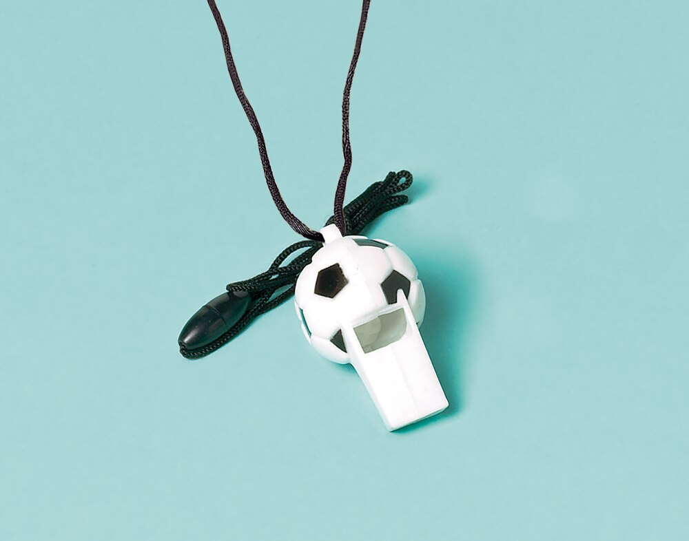 Soccer Blow Whistles with Lanyards, White/Black, One Size, 8-pk, Wearable Accessories for Sports