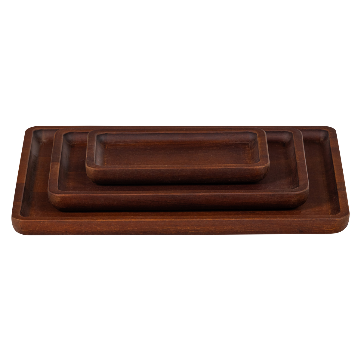 WOOOD dienblad Trayla - Mangohout - Bruin - Set van 3 - 45x35x3/35x25x3/25x15x3