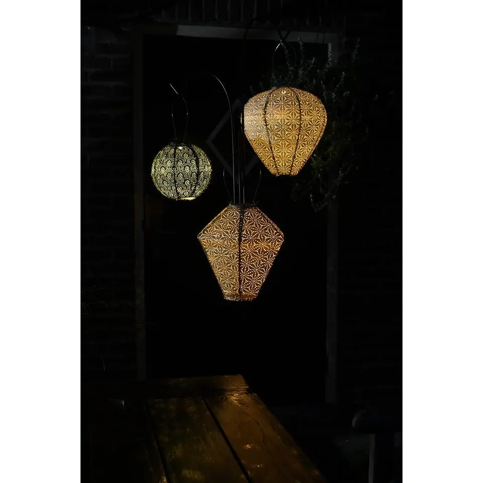Lumiz Solar Buitenlampion - Sashiko Diamond - 28 cm - Goud