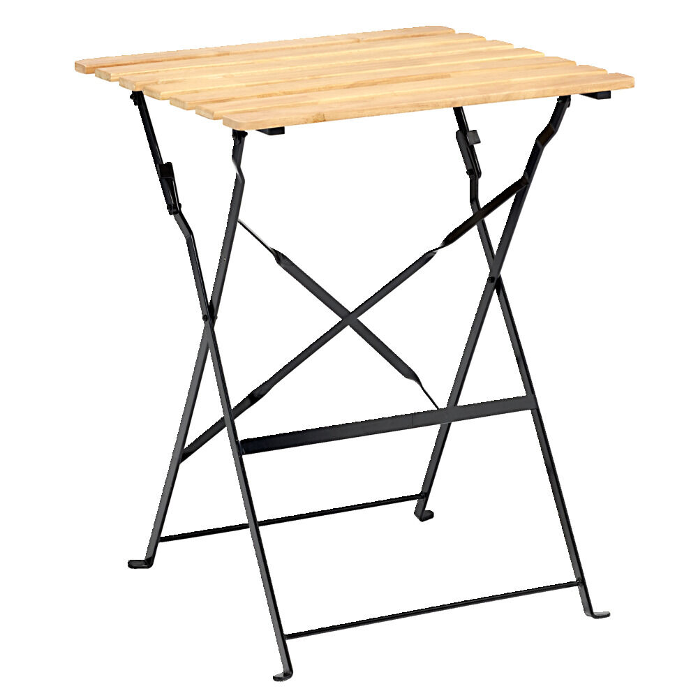 Table de jardin d'appoint pliante Bali métal et bois 55x54xH70cm