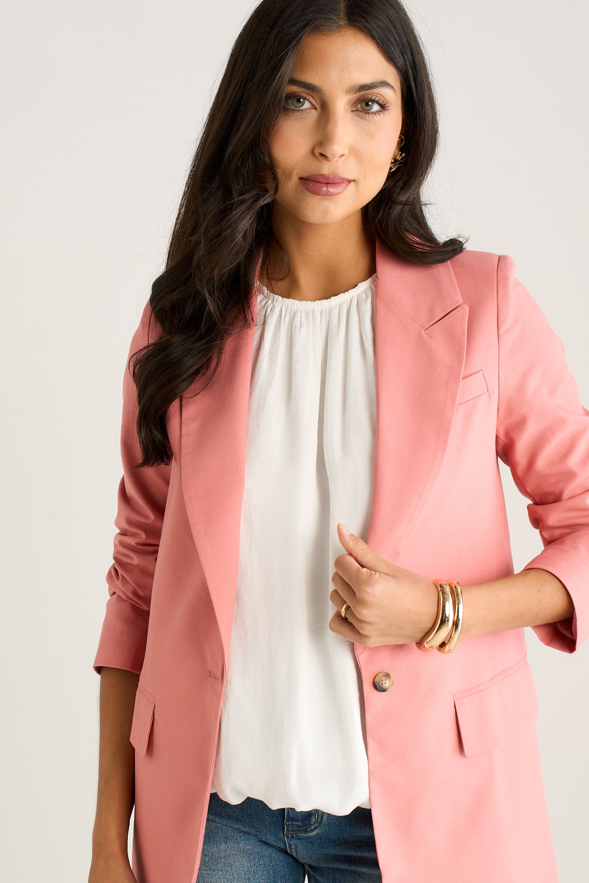 Gini London Coral Edge To Edge Linen Jacket