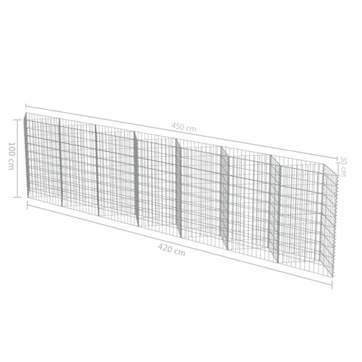 NNEVL Gabion Wall Galvanised Steel 450x30x100 cm