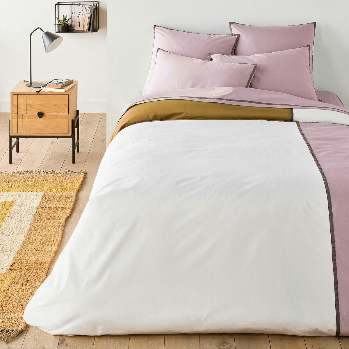 Drap plat percale de coton, Bolzano mauve