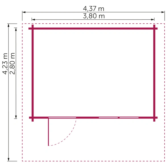 Gartenhaus »44-025«, BxT: 380x280 cm, unbehandelte Fichte