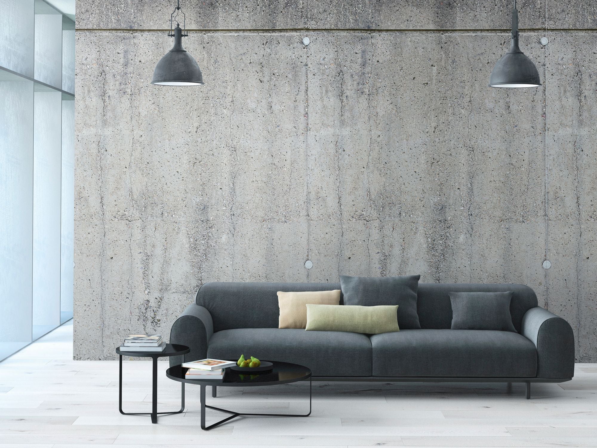 Livingwalls fotobehang betonlook grijs en groen - 159 x 280 cm - AS-392551