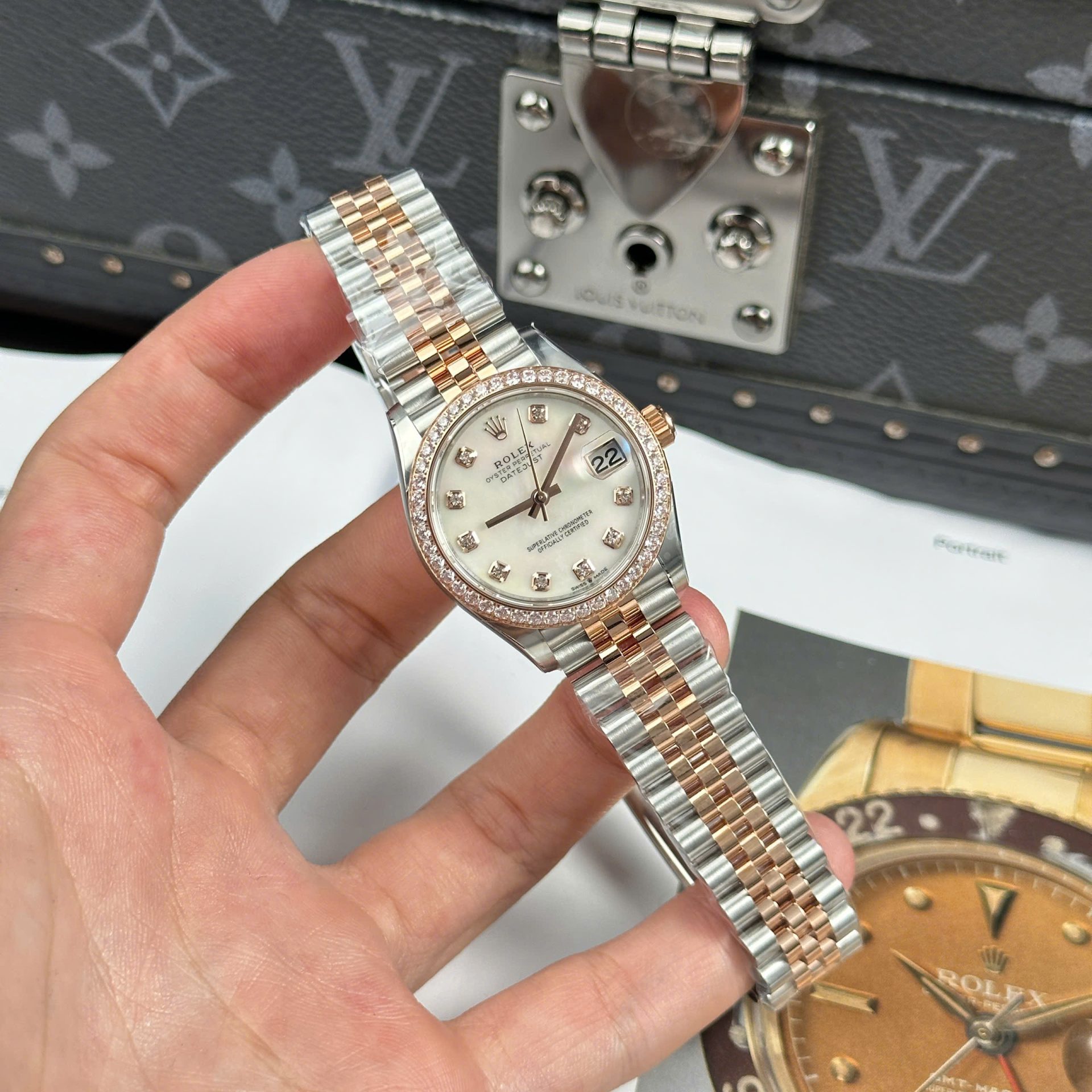 Rolex Datejust SS/RG Plated MOP Dial CZ Diamonds 31mm Jub THBF Replica