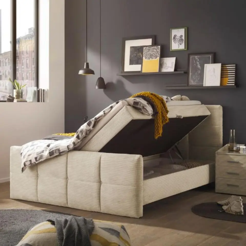 Kofferbed Tijuana - Inclusief matrastopper - 180 x 200 cm - Beige