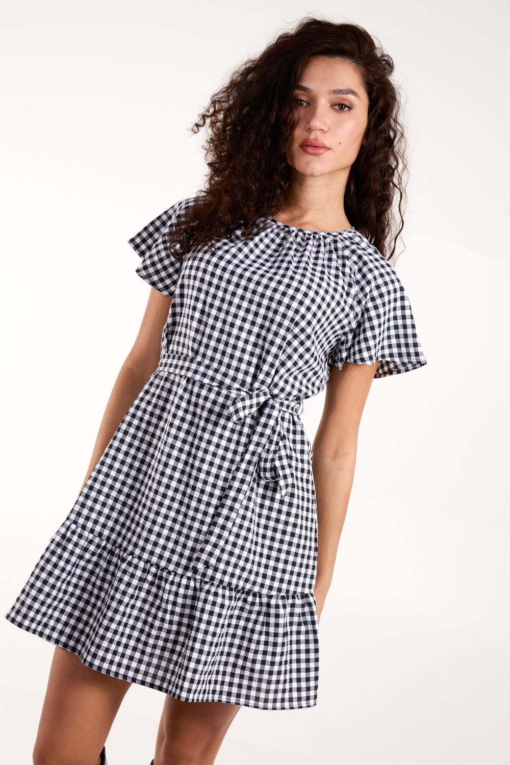 Blue Vanilla Gingham Mini Dress