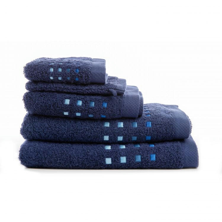 PURE SQUARE - Drap de douche en Coton Bleu 70x140 cm