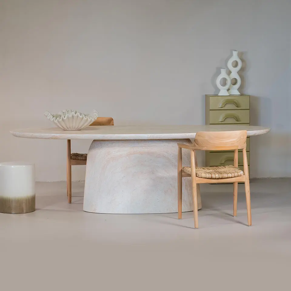 Giga Meubel Tuintafel Myrna - Ovaal - Naturel Travertin - 300x100x74cm