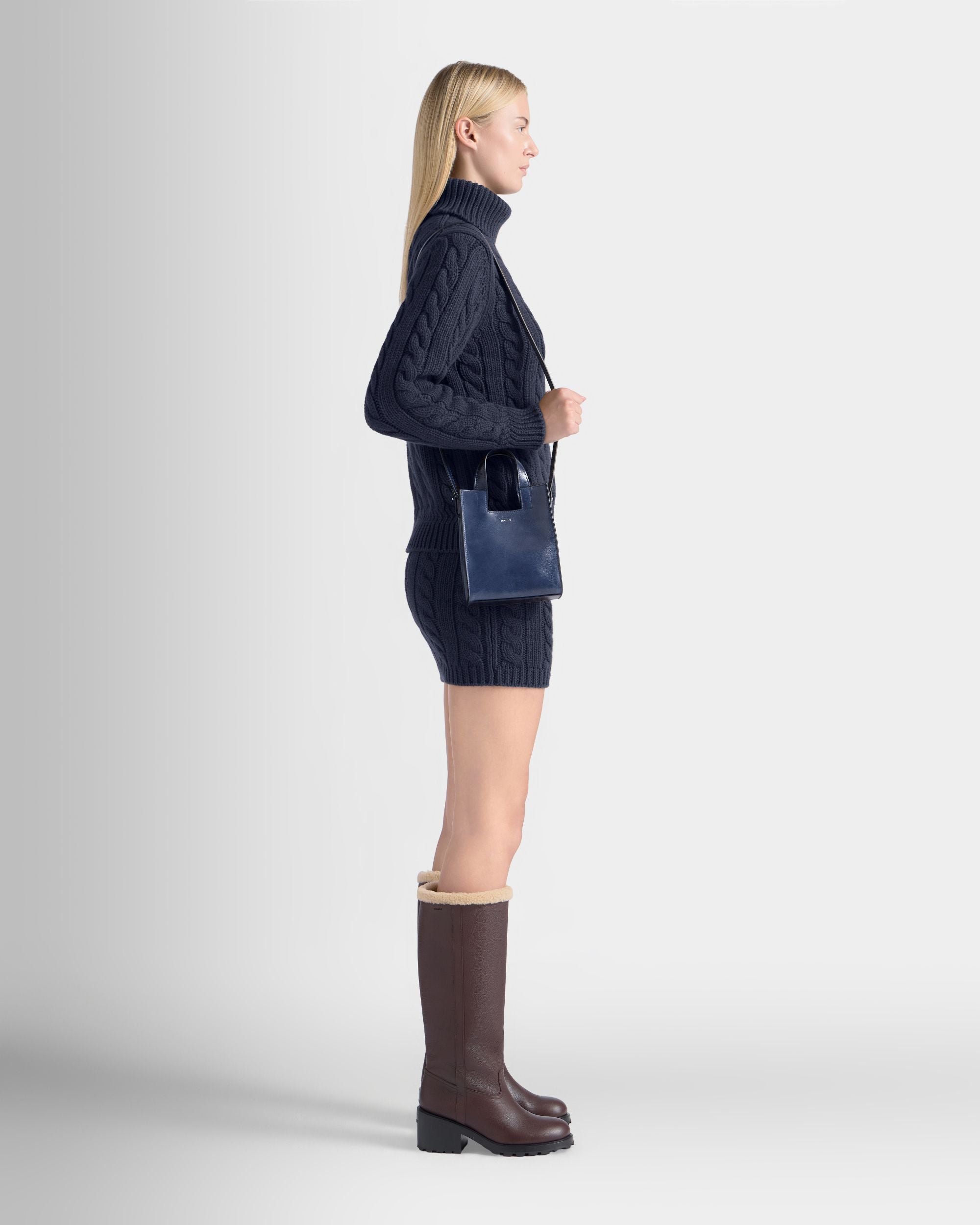 Kleine Tote Bag Easy Bally Aus Leder In Navy Blue