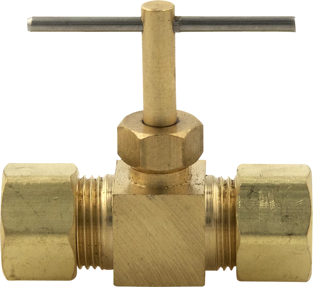 PlumbShop Brass Needle Valve, 3/8-in OD, 1-pk