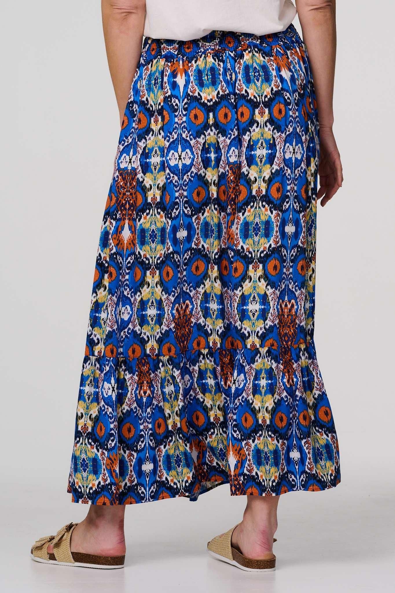 Izabel London Printed Shirred High Waist Maxi Skirt