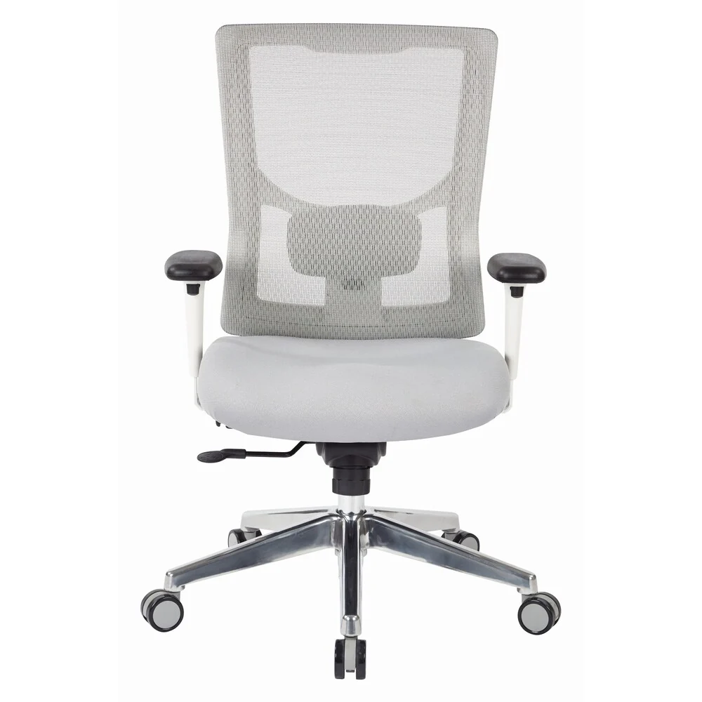 Pro Line White Mesh High-Back Office Chair with Seat Slider and Adjustable Arms