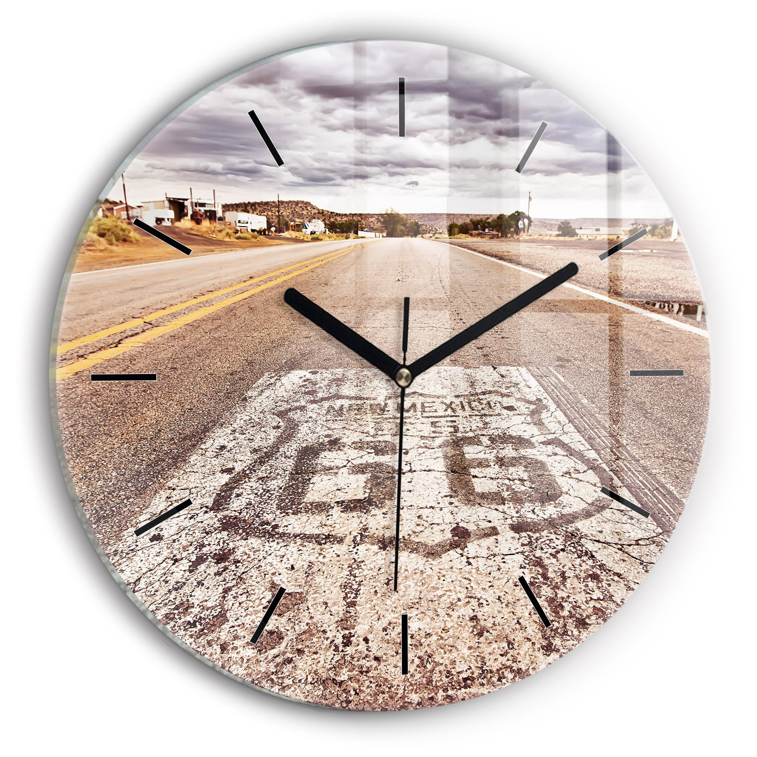 Cichy Zegar Dekoracyjny ścienny Route 66 USA fi30