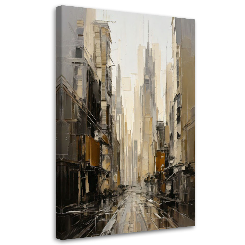 Feeby Obraz do salonu sypialni, Miasto Ulica Obraz Minimalizm Beżowy 40x60