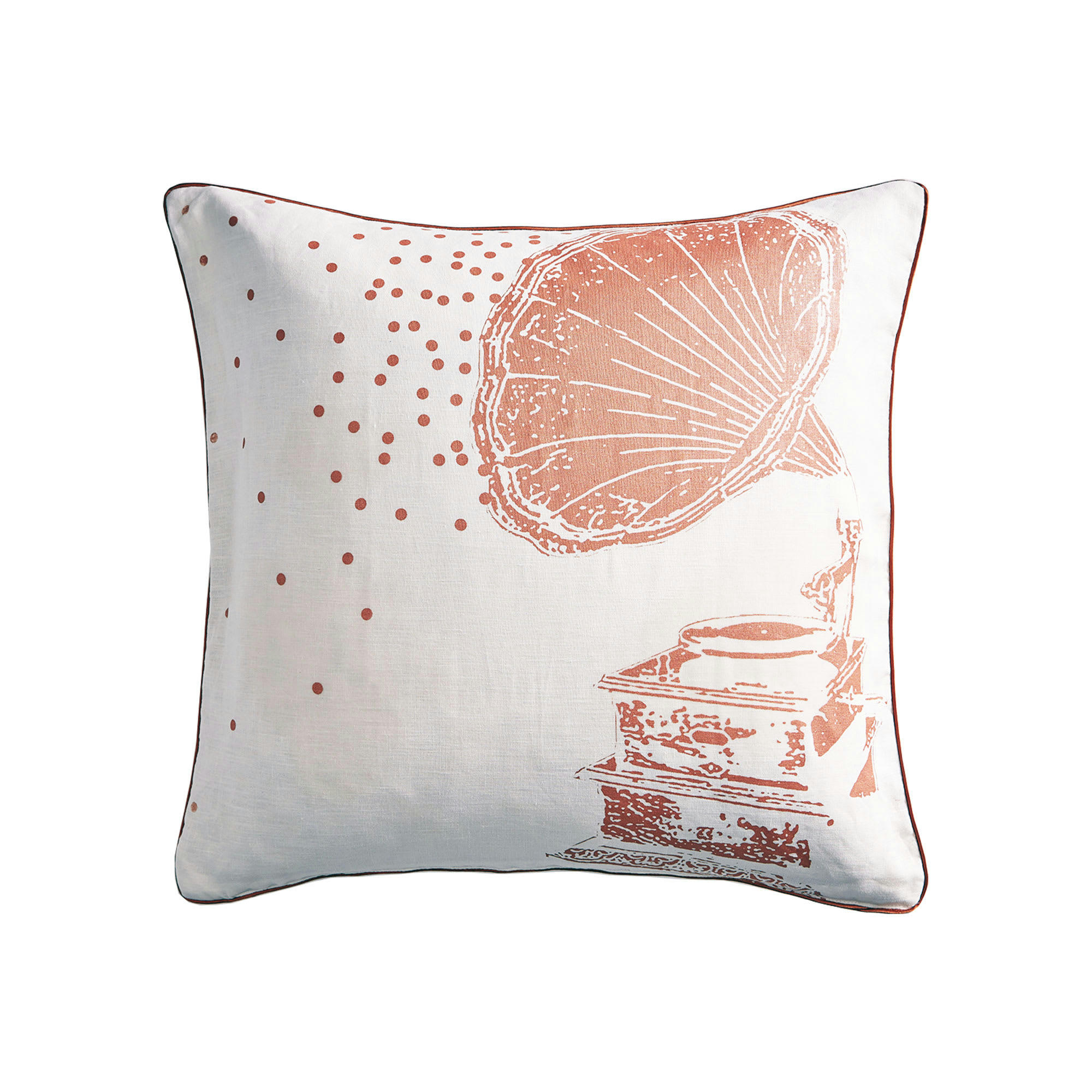 RÉCITAL - Coussin imprimé en percale de coton Cuivre 50x50