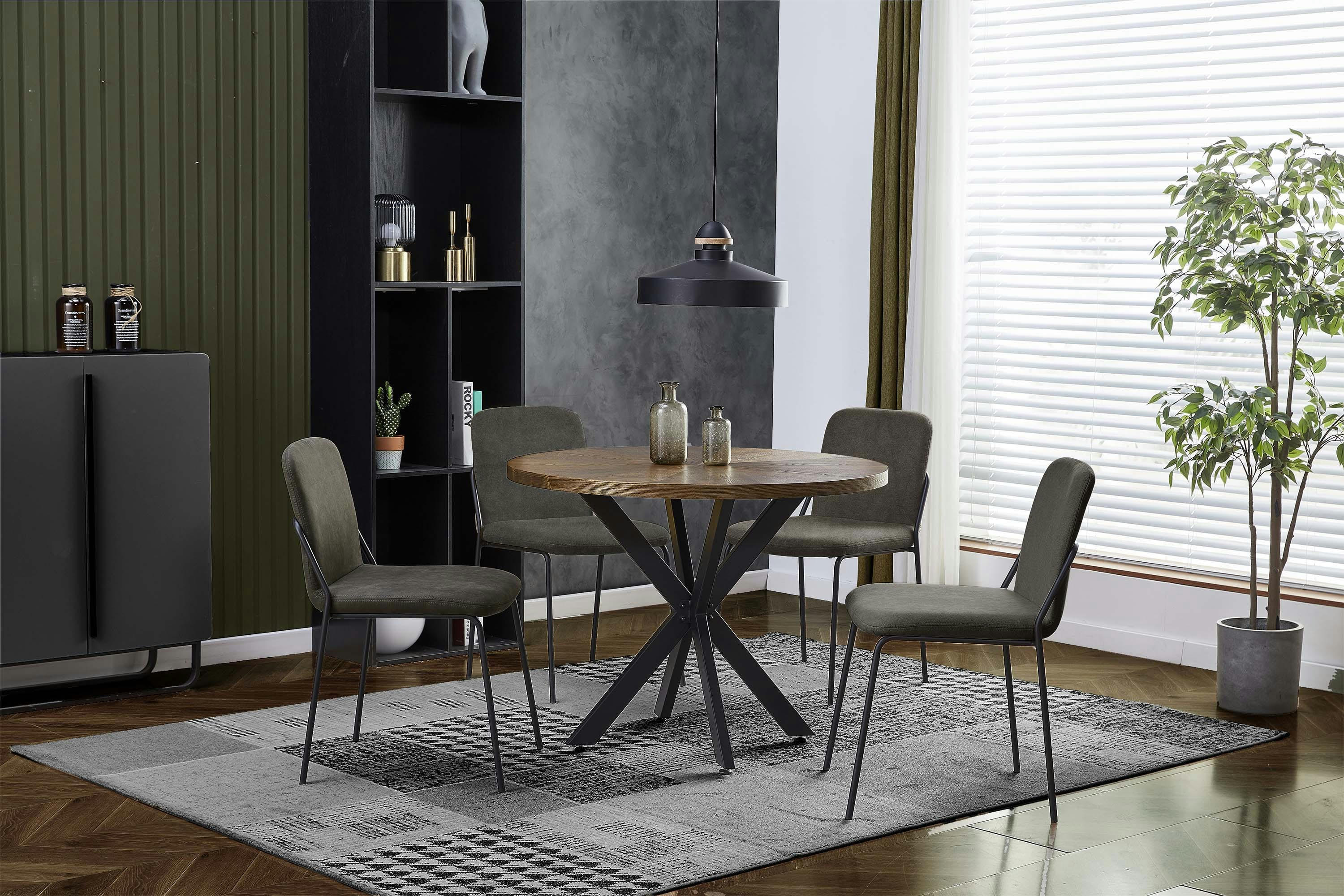 VICKIE - Chaise vintage en microfibre Ebène et métal noir (x2)