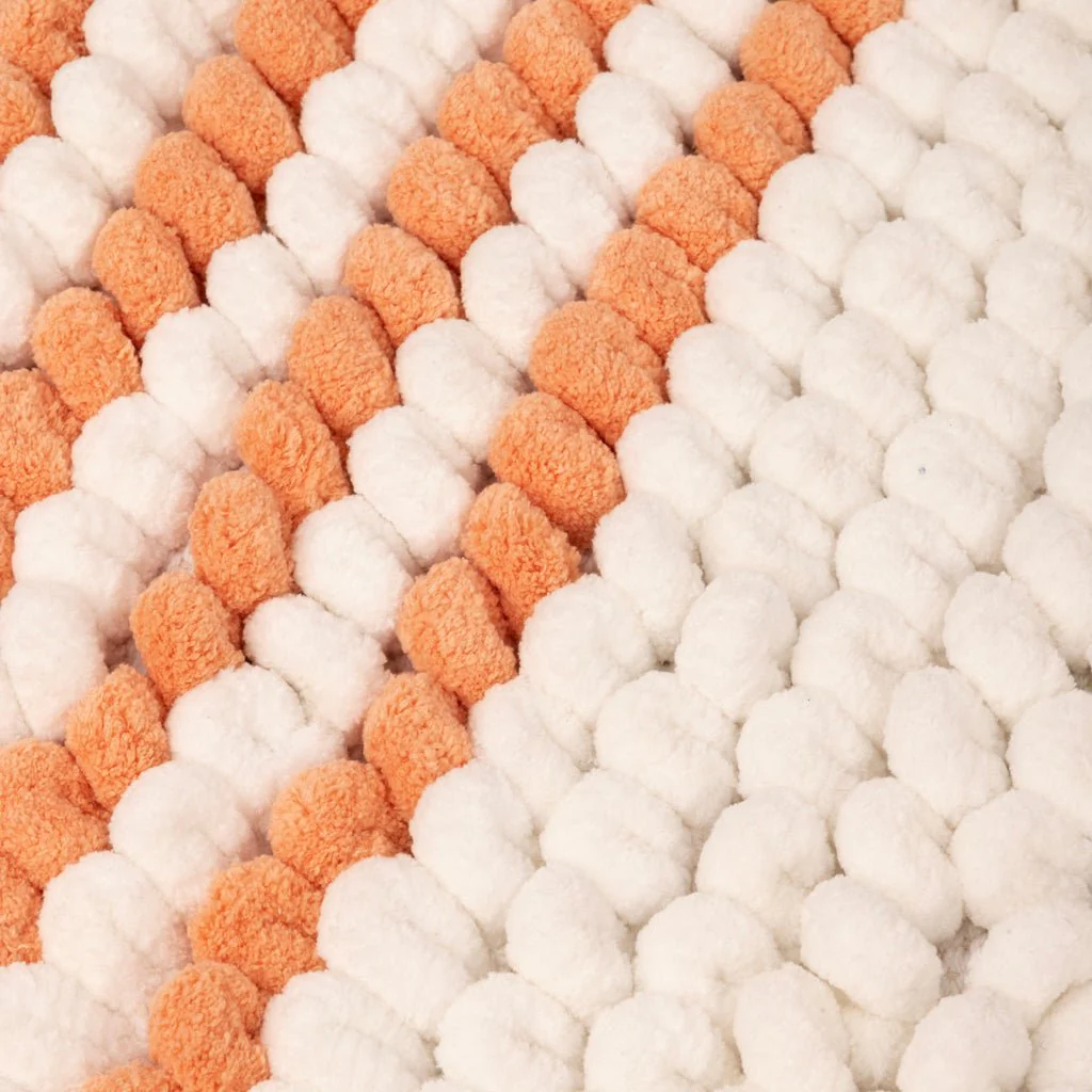 Tapete de Casa de Banho Chenilla Branco e Laranja SOLLER