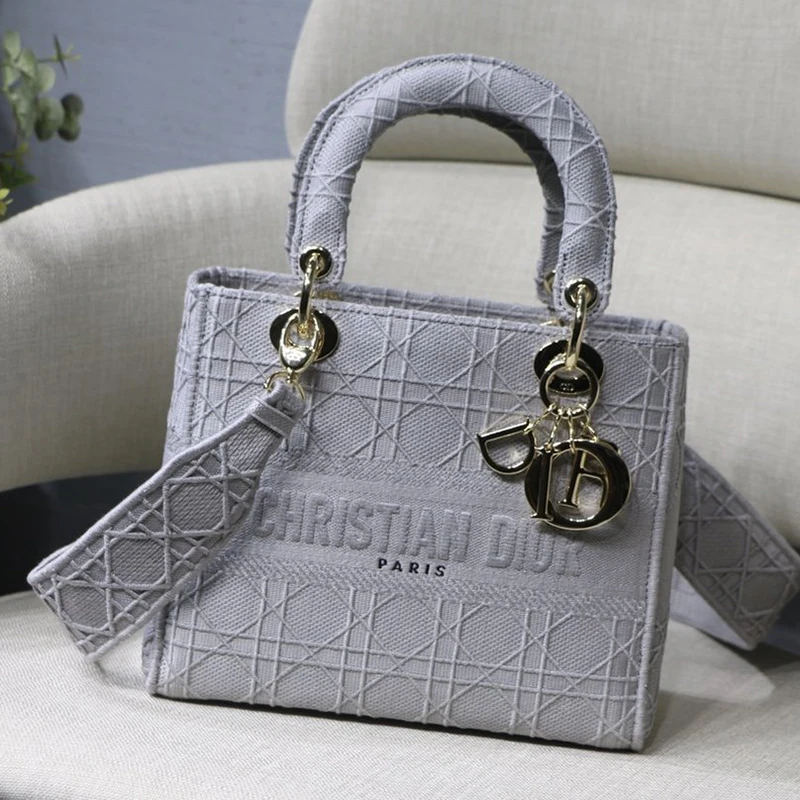 Dior The LADY D-LITE Bag Denim Blue Cannage Embroidery M0565OREY_M49E