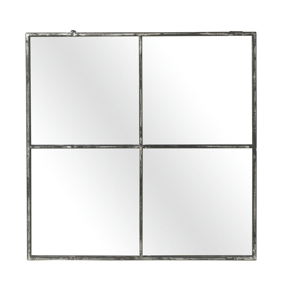 PALACE - Miroir verrière en métal oxydé 80x80cm métal