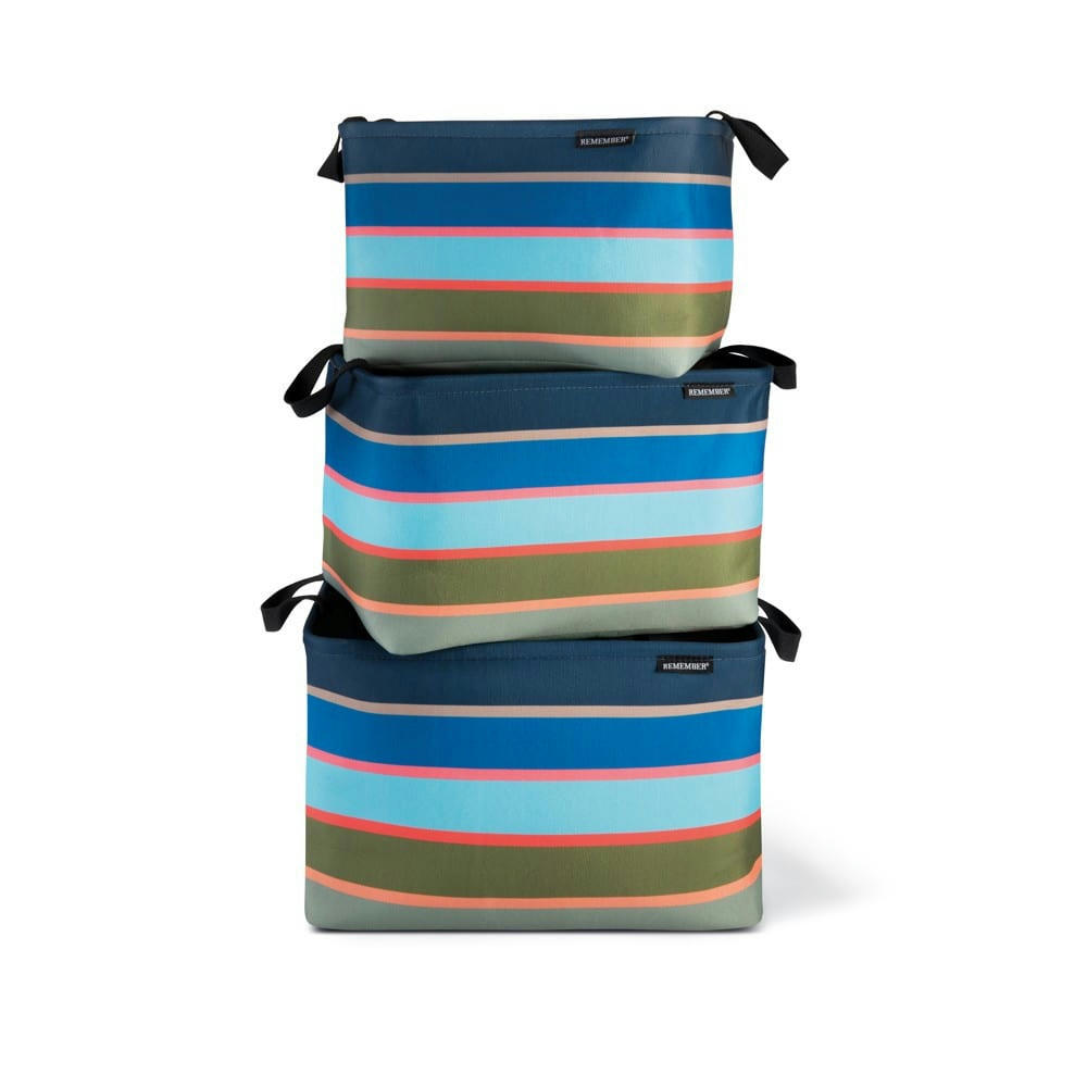 - Lot de 3 paniers de rangement empilables polyester multicolore