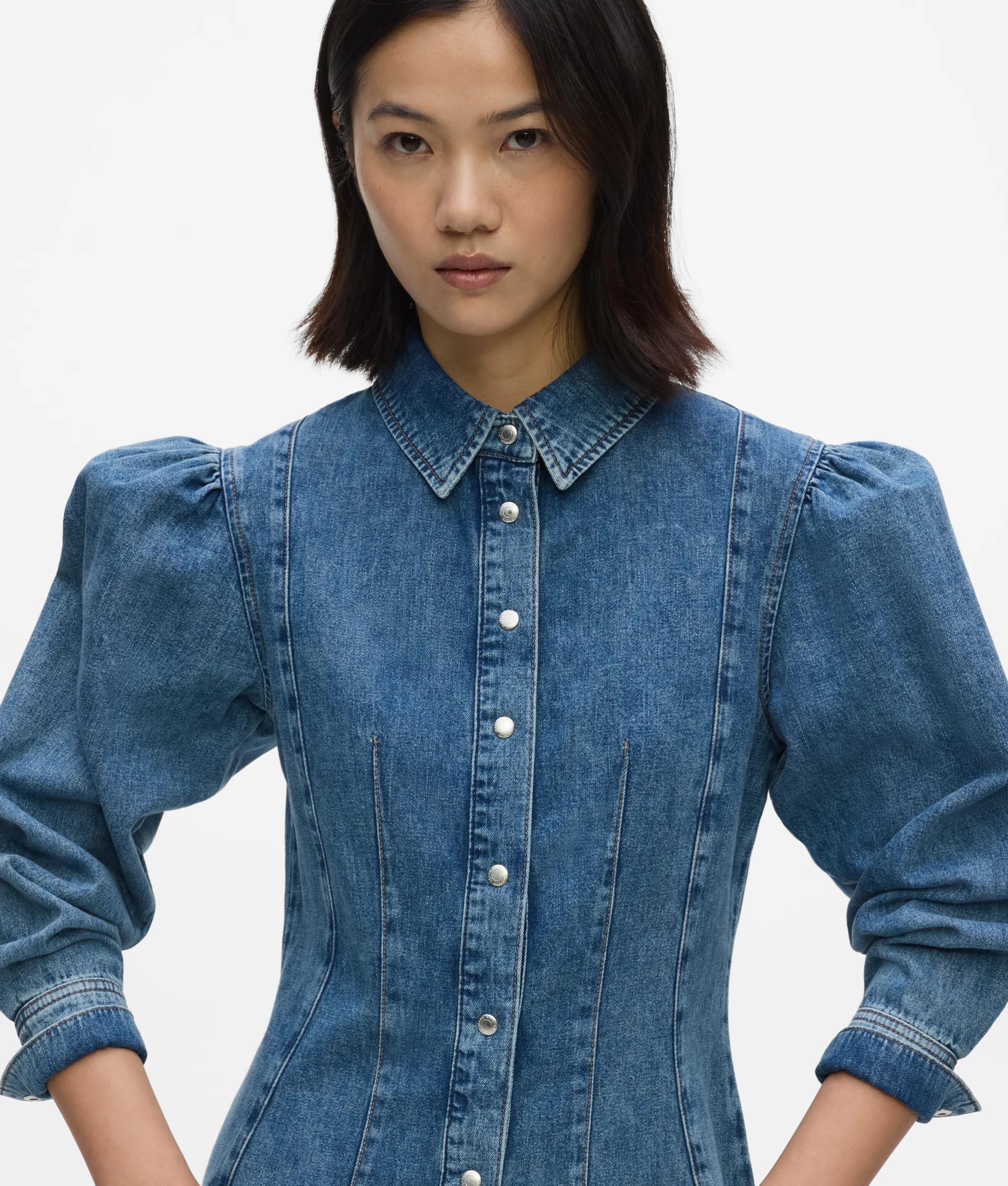 Robe en denim à manches bouffantes