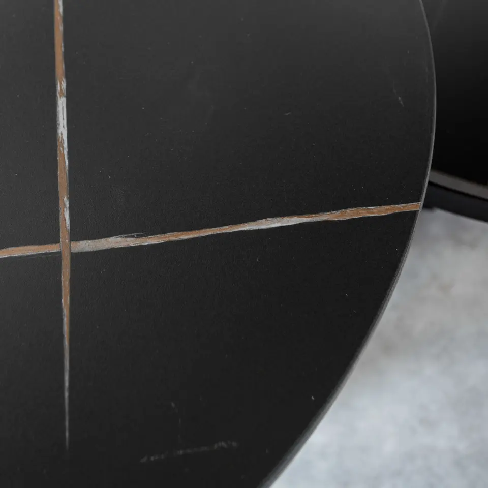 Salontafel set van 2 Brady marmer zwart rond 68,50x69x43 cm Stoneware