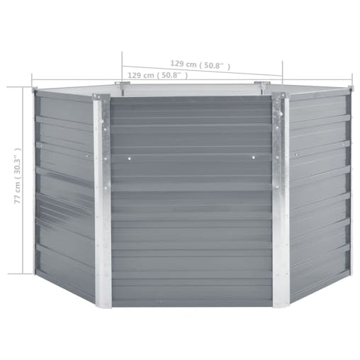 NNEVL Garden Raised Bed Galvanised Steel 129x129x77 cm Grey